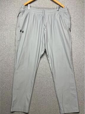Under Armour Heat Gear Mens Pull On Track Pants Size XXL Gray Tapered Ankle